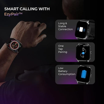 beatXP Marv Super Smart Watch| 2.0" HD Display | Ezy Pair Bluetooth Calling | AI Voice Assitance | Upto 7 Day Battery | 200+ Watchfaces | 100+ Sports Modes | SpO2 | Sleep Monitoring (Electric Black)