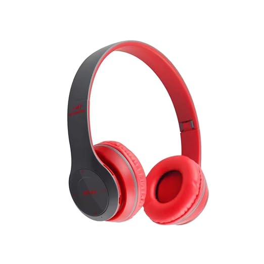 icall P47 Wireless Bluetooth Headphones Over Ear with Mic (Red)