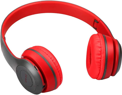 icall P47 Wireless Bluetooth Headphones Over Ear with Mic (Red)