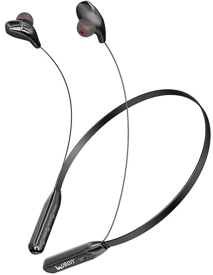 UBON CL-50 Bluetooth Earphones 5.0 Wireless with Hi-Fi Stereo Sound, 50Hrs Playtime, Lightweight Ergonomic Neckband, Water-Resistant Magnetic Earbuds, Voice Assistant & Mic (Black)