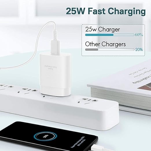 Samsung 25W Type C Charger Adapter for A35/M35/M15/F15/A15/A14/M14/M34/F34/S24/S23 Fe/S21 fe 5G/Z fold/flip/6/5/4/3, 25 w Super Fast USB C Charge for Samsung Galaxy Tab S9 Ultra/S9 fe/A9 Plus/S8/A7/A8