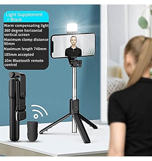 Alocare Bluetooth Selfie Sticks with Remote and Selfie Light, 3-in-1 Multifunctional Selfie Stick Tripod Stand Compatible (Selfie Bluetooth, Tripod Stand, Selfie Light)