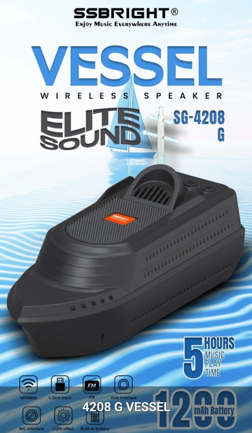 VESSEL WIRELESS SPEAKER ELITE SOUND MODEL: SG-4208