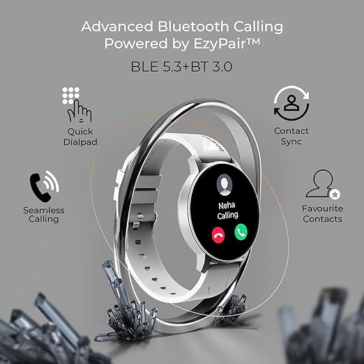 beatXP Vector 1.30” HD Display Bluetooth Calling Smart Watch, Rotary Crown, 320 * 320px, 60Hz Refresh Rate, 100+ Sports Modes, 24/7 Health Tracking (Silver)