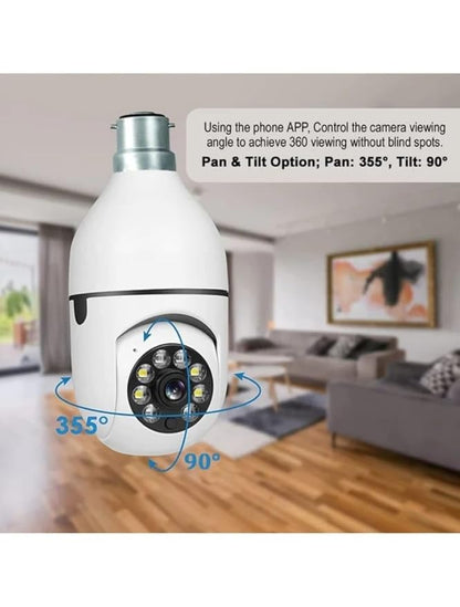 Eyetech 360 Light Bulb Wireless IP WiFi Camera, Bulb Camera 360 1080p WiFi Auto Rotation Fish Eye 360 Degree Panoramic Mini Lamp IR CCTV 1080p Video Home Security Light Wireless Camera