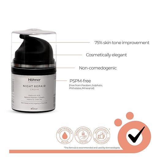 Hohner Night Repair Cream with Peptides (30 gm) Brand: Hohner