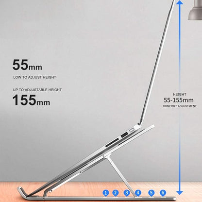 PC SQUARE Laptop Tabletop Stand/ Computer Tablet Stand 6 Angles Adjustable Aluminum Ergonomic Foldable Portable Desktop Holder Compatible with MacBook, HP, Dell, Lenovo & All Other Notebook