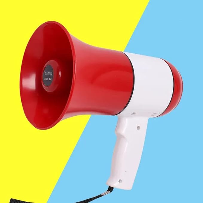 kh Handheld Megaphone with Loud Speaker Built-in Gayatri Mantra, Recorder USB Memory Card Input Announcing Talk Record Play Siren Music, Rechargeable Battery Included with Dog Bark Voice