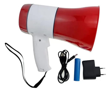 kh Handheld Megaphone with Loud Speaker Built-in Gayatri Mantra, Recorder USB Memory Card Input Announcing Talk Record Play Siren Music, Rechargeable Battery Included with Dog Bark Voice