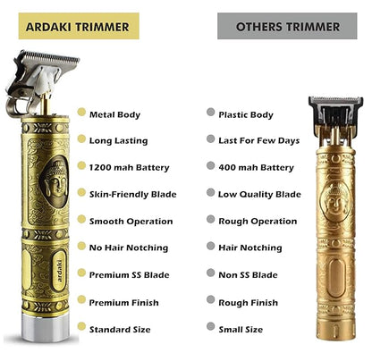 ARDAKI Beard Trimmer For Men, Professional Hair Clipper, Adjustable Blade Clipper and Shaver, Close Cut Precise Hair Machine, Body Trimmer (Metal Body)