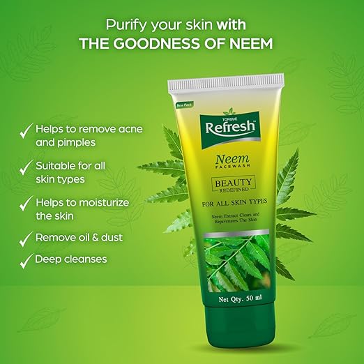 Torque Refresh Neem Face Wash for Acne & Pimples |Pure Neem Extract |Cleanses and Soothes skin|