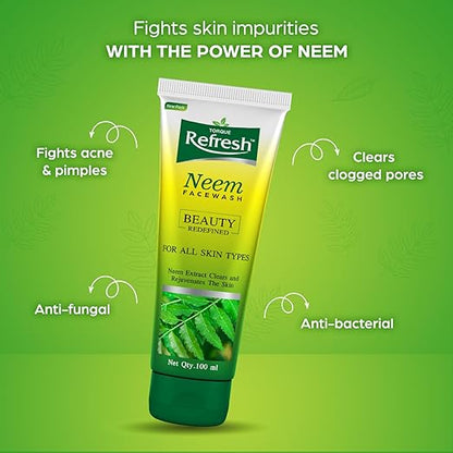 Torque Refresh Neem Face Wash for Acne & Pimples |Pure Neem Extract |Cleanses and Soothes skin|